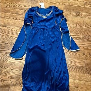 Royal Blue Medieval Gown with Embellished Neckline